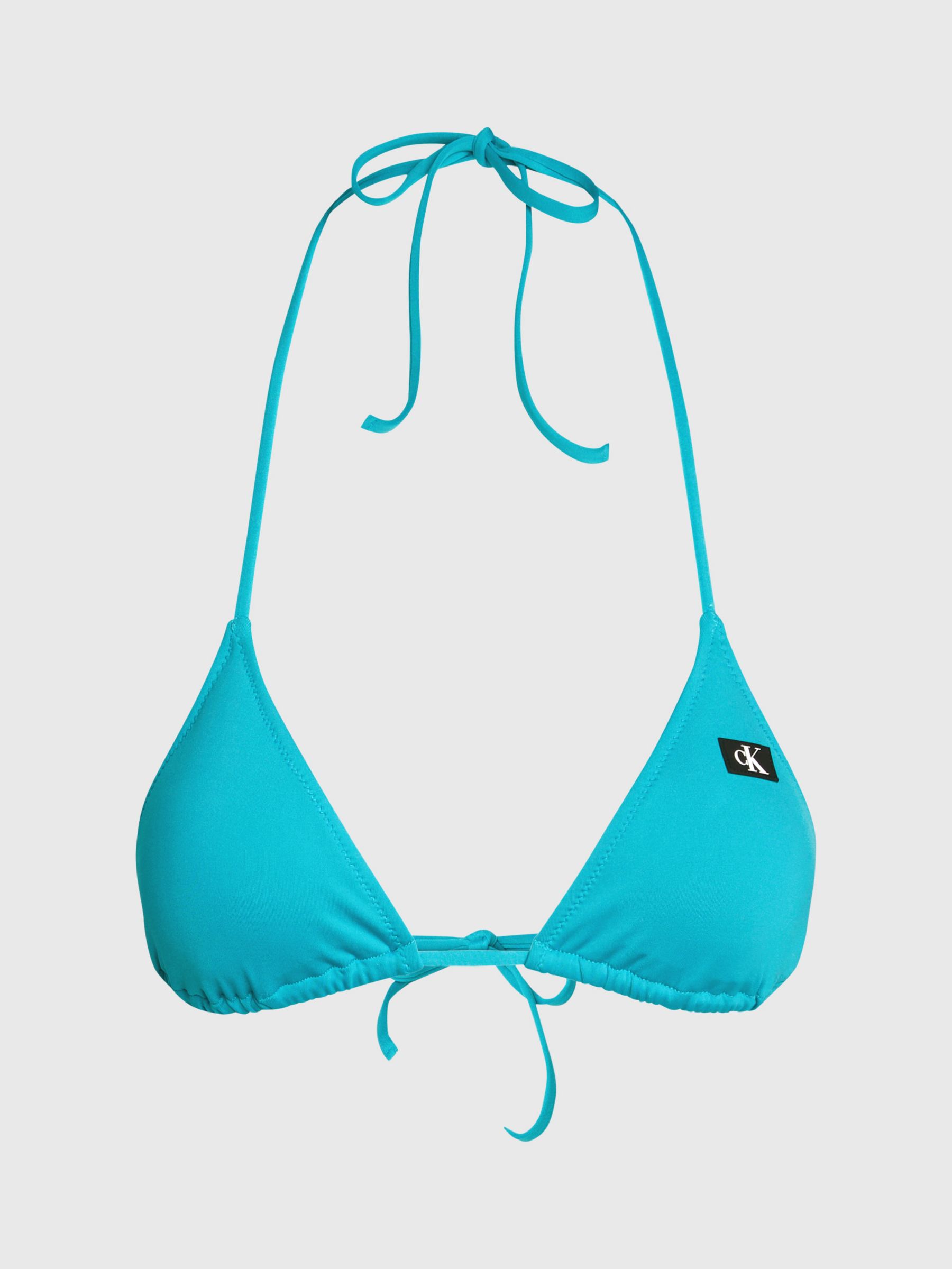 Calvin Klein Triangle String Bikini Top, Blue Ocean, L