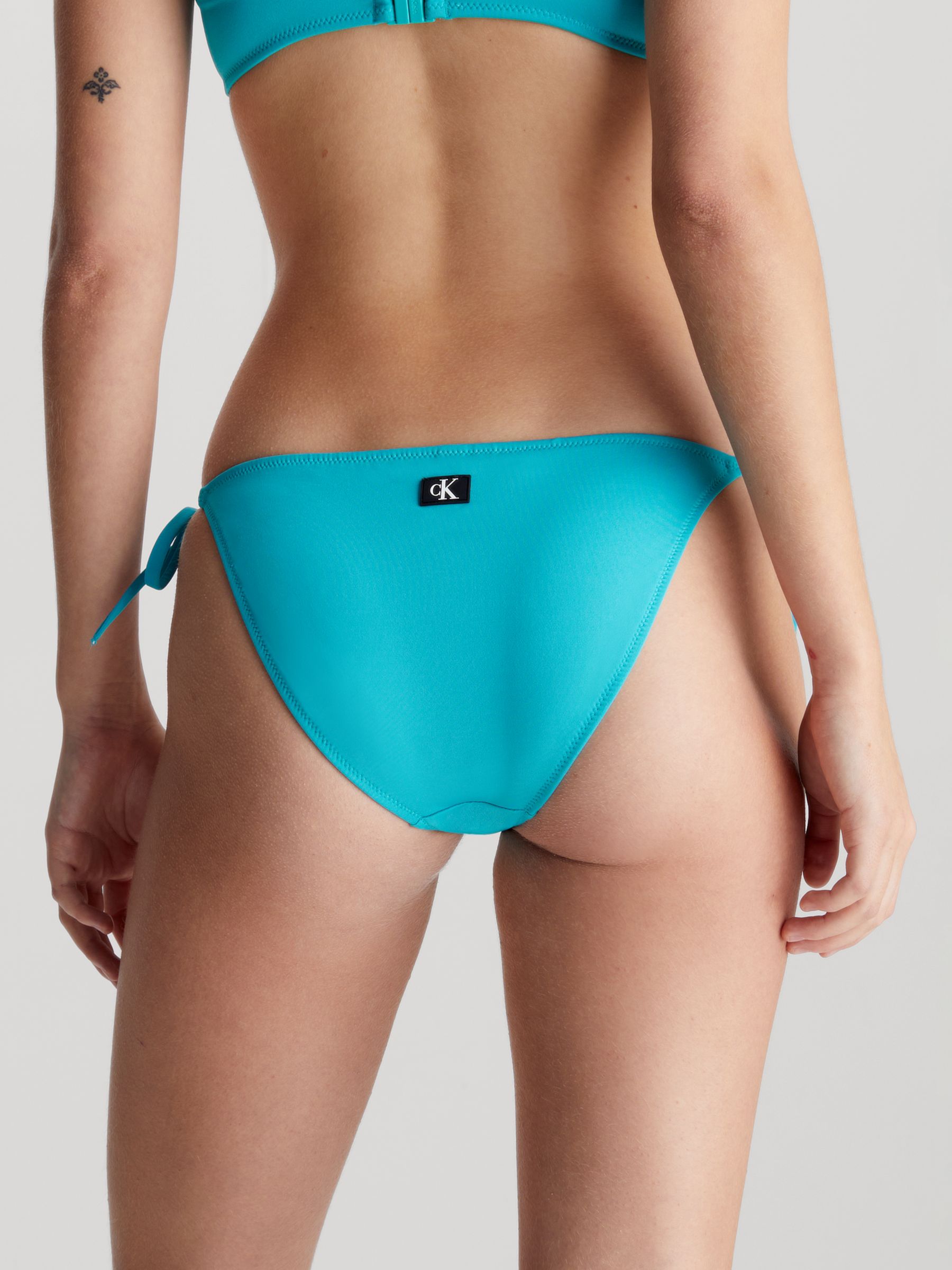 Calvin Klein Tie Side String Bikini Bottoms, Blue Ocean, L
