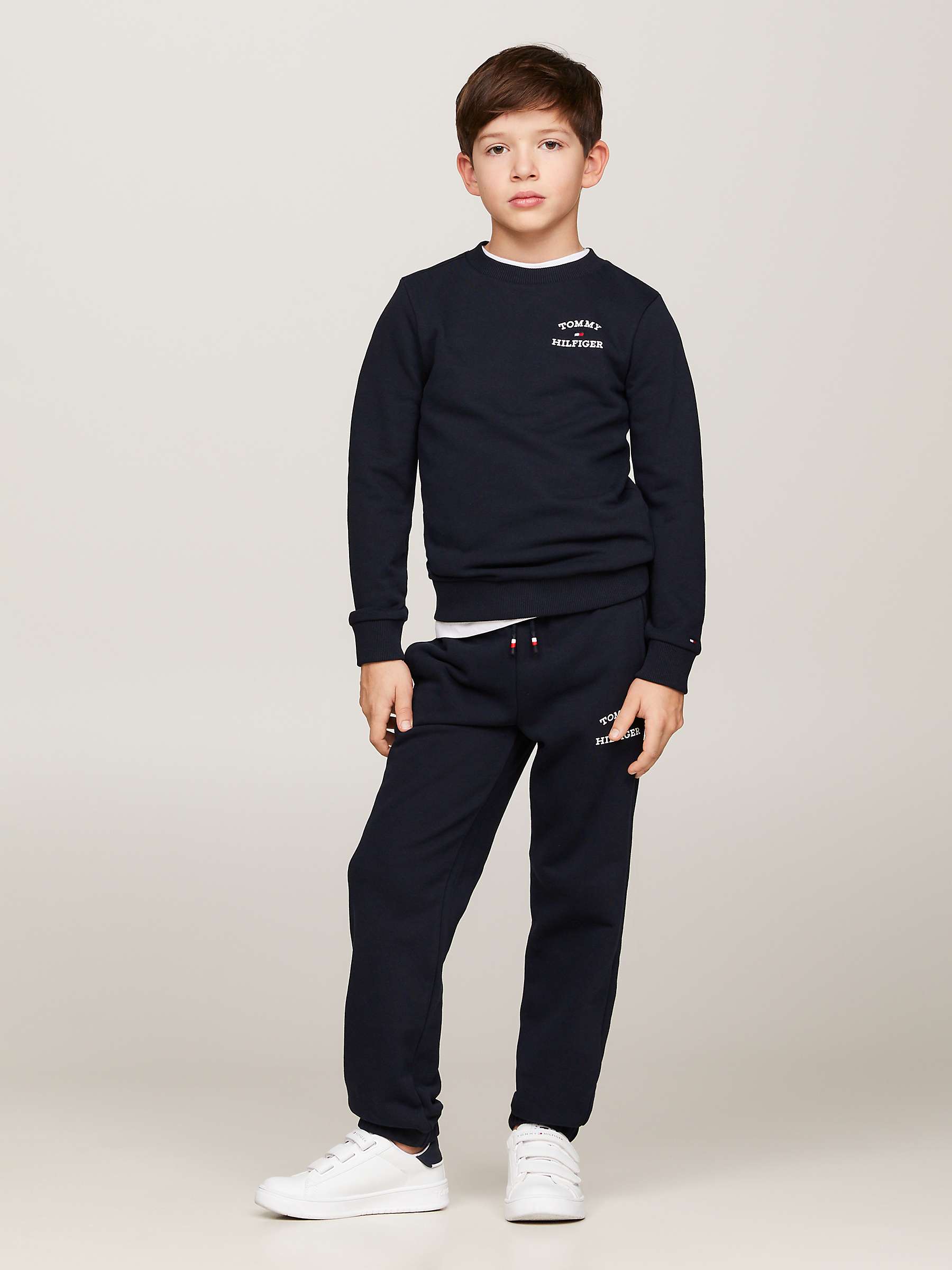 Buy Tommy Hilfiger Kids' Organic Cotton Blend Logo Sweatshirt, Desert Sky Online at johnlewis.com