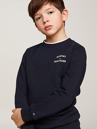 Tommy Hilfiger Kids' Organic Cotton Blend Logo Sweatshirt, Desert Sky
