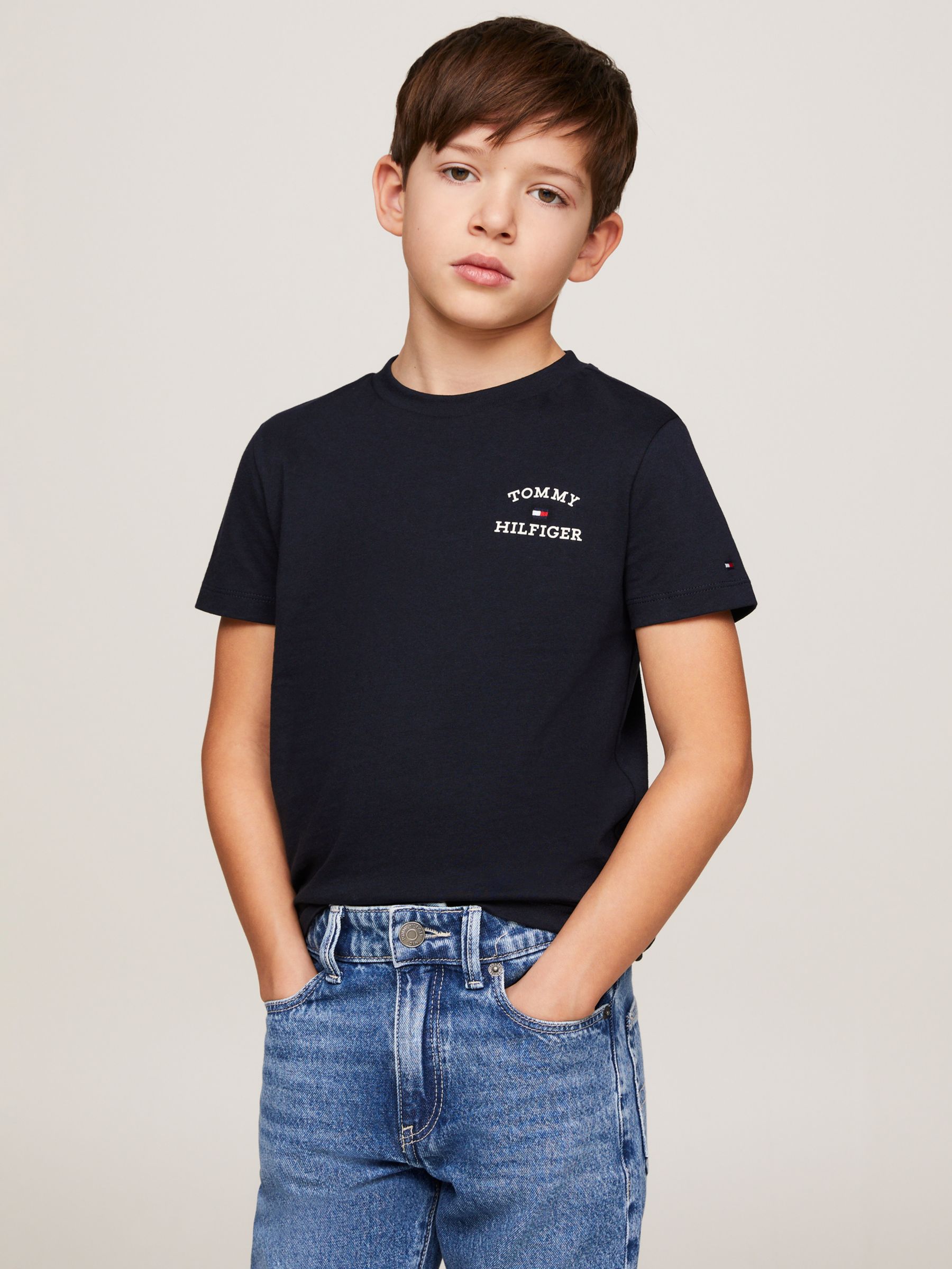 Tommy Hilfiger Kids' Chest Logo T-Shirt, Desert Sky, 10 years