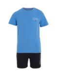 Tommy Hilfiger Kids' Short Sleeve Top & Shorts Pyjama Set, Blue, Blue