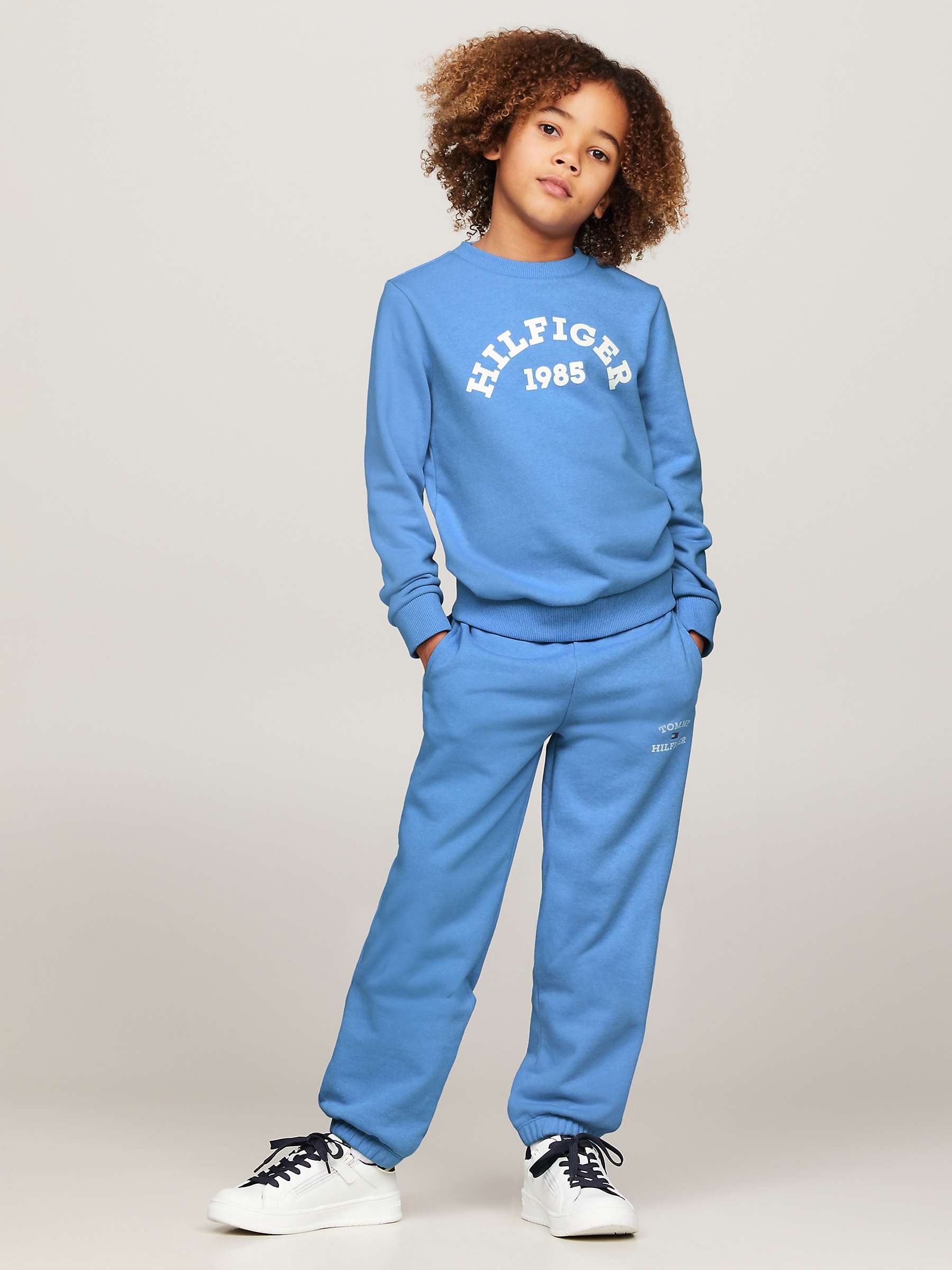 Buy Tommy Hilfiger Kids' Organic Cotton Blend Logo Joggers, Blue Spell Online at johnlewis.com