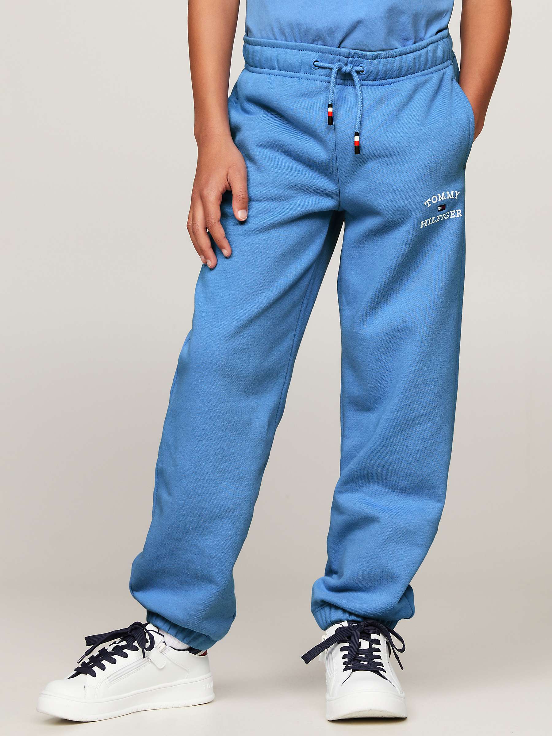 Buy Tommy Hilfiger Kids' Organic Cotton Blend Logo Joggers, Blue Spell Online at johnlewis.com