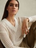 Reiss Larissa Chunky Open Stitch Jumper, Ivory, Ivory