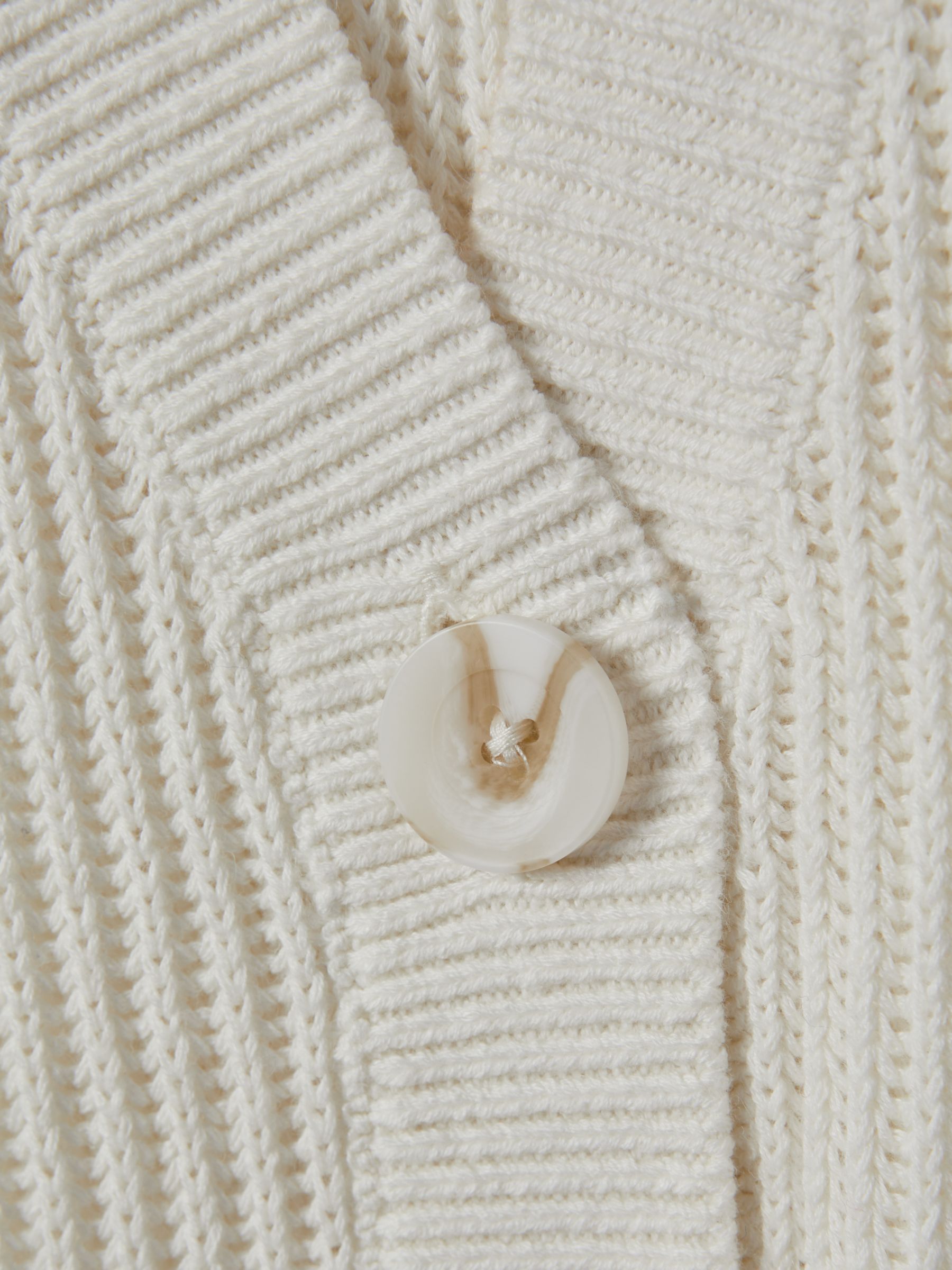 Reiss Sinead Cotton Linen Blend Chunky Rib Knit Halterneck Top, Ivory, XS