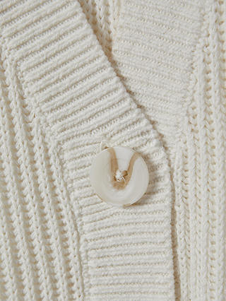 Reiss Sinead Cotton Linen Blend Chunky Rib Knit Halterneck Top, Ivory