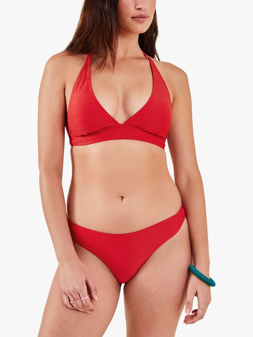 Accessorize Textured Bikini Bottoms, Red, 6