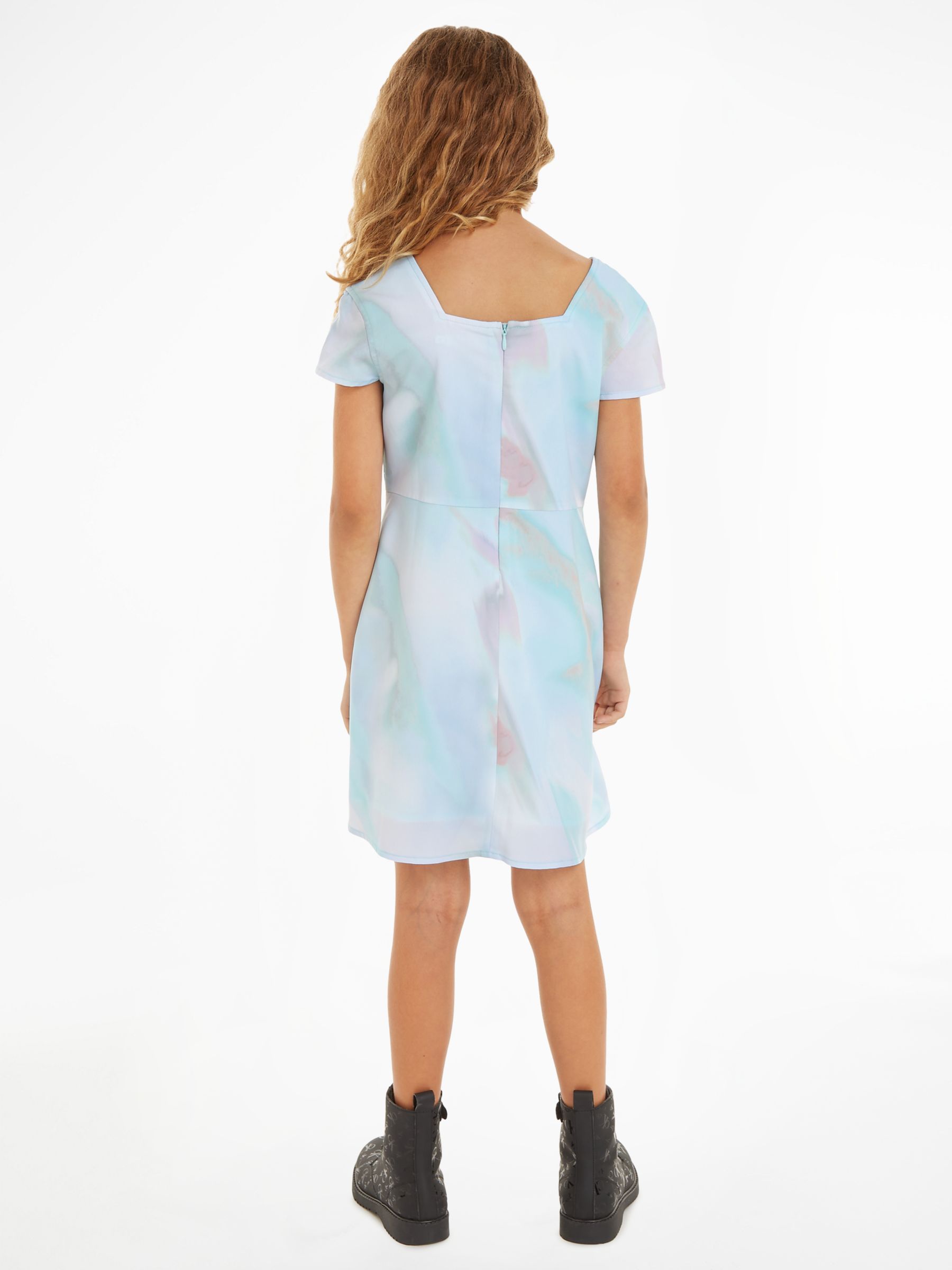Calvin Klein Kids' Serenity Square Print Dress, Blue Serenity, 10 years