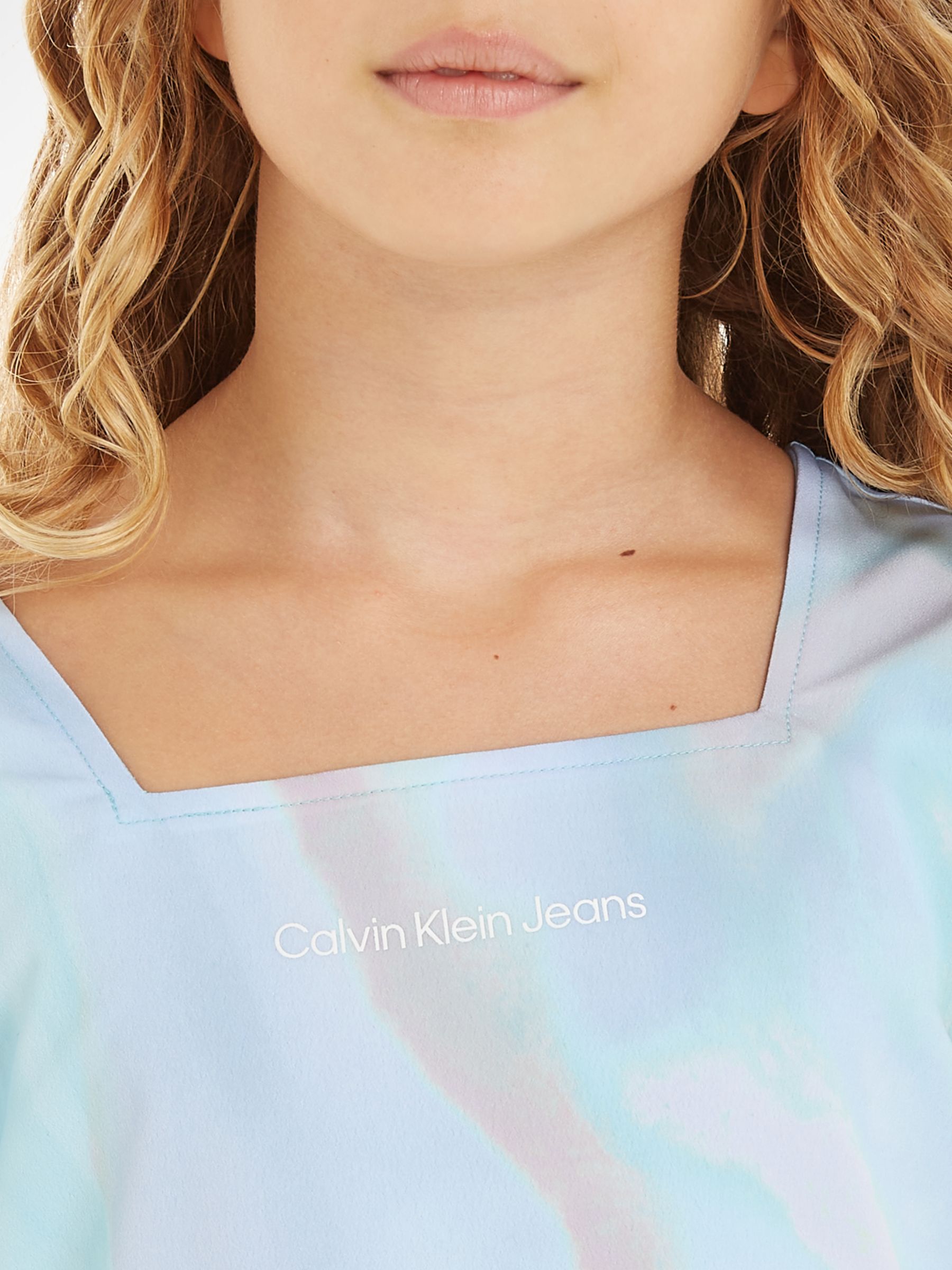 Buy Calvin Klein Kids' Serenity Square Print Dress, Blue Serenity Online at johnlewis.com