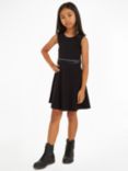 Calvin Klein Kids' Logo Tape Sleeveless Punto Dress, Ck Black, Ck Black