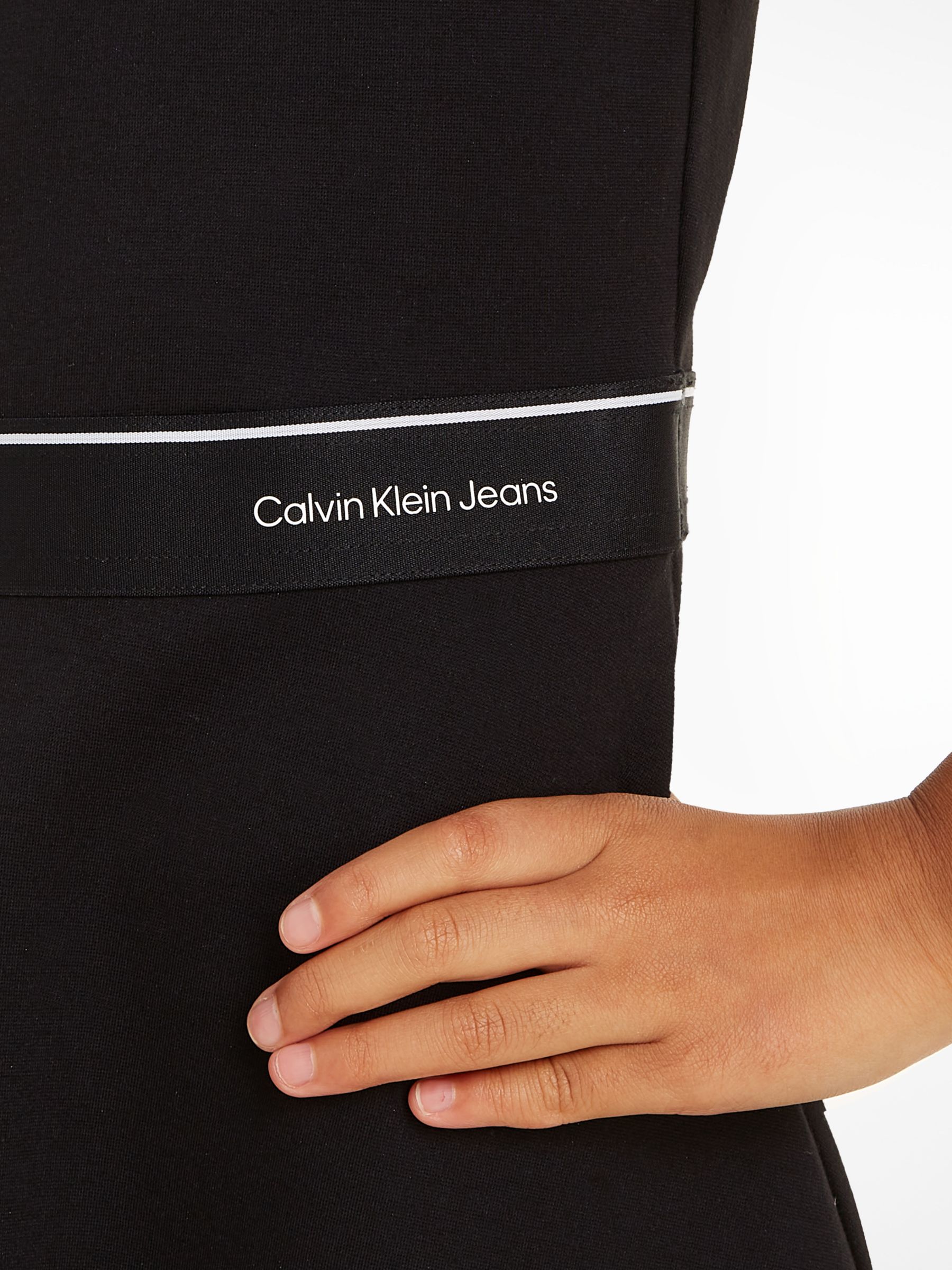 Buy Calvin Klein Kids' Logo Tape Sleeveless Punto Dress, Ck Black Online at johnlewis.com