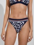 Reiss Mia Scarf Print Bikini Bottoms, Navy/Multi