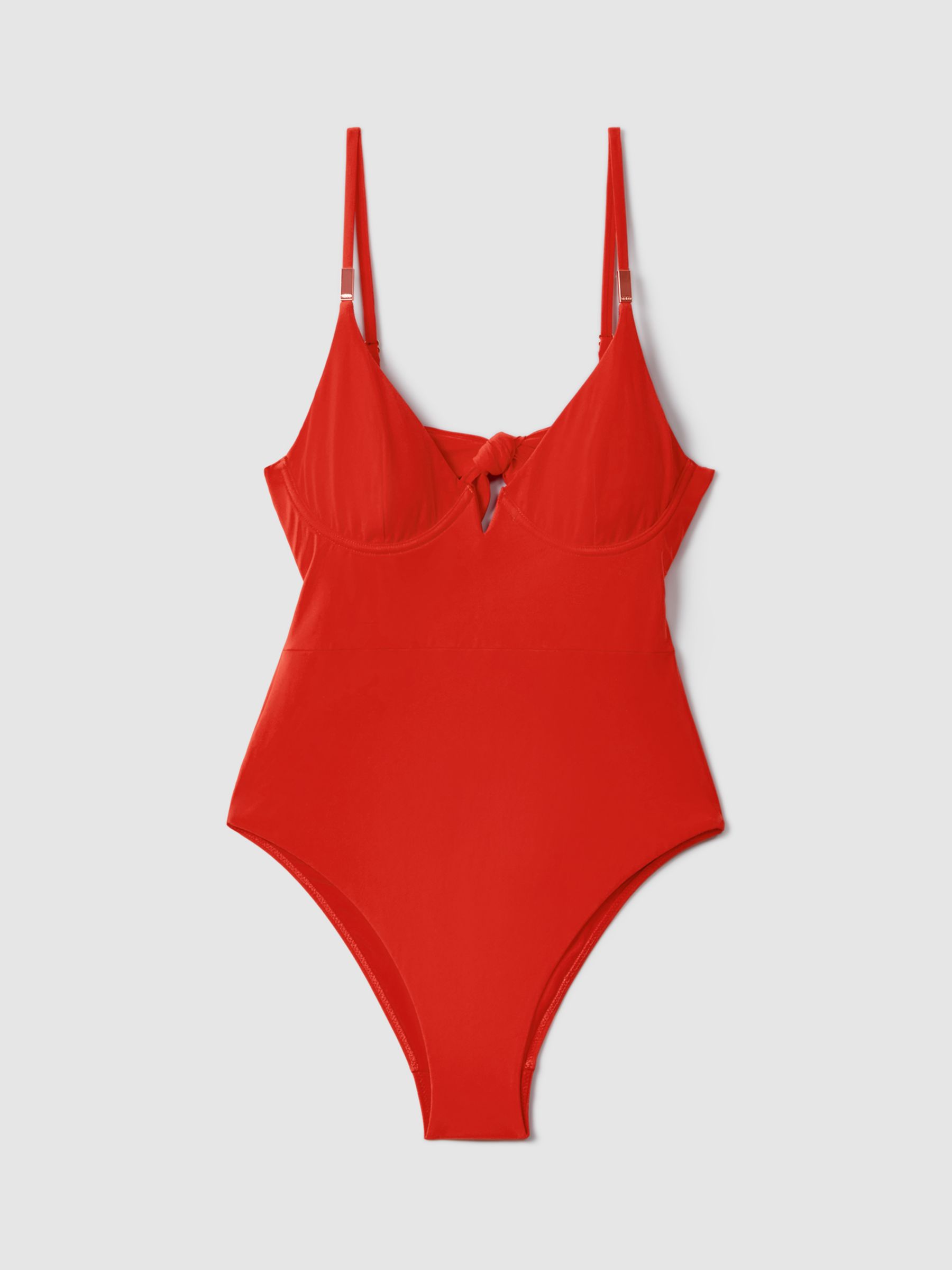 Reiss Amber Underwired Tie Back Swimsuit, Red, 6
