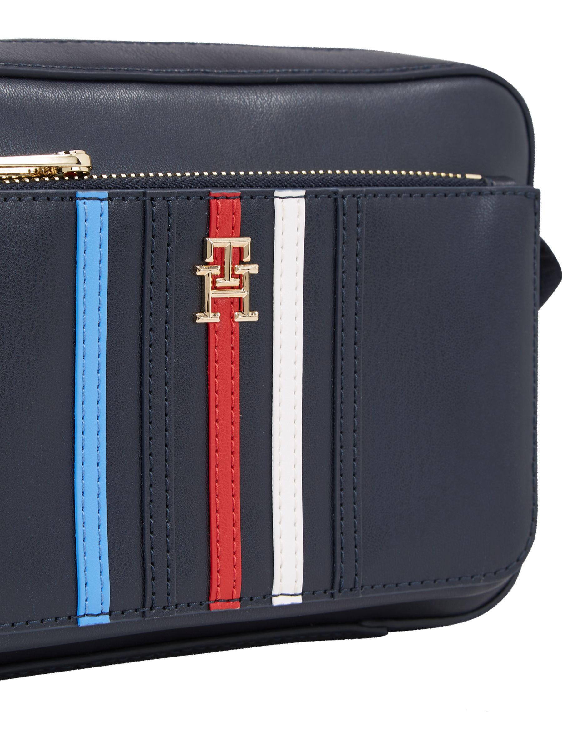 Buy Tommy Hilfiger Top Zip Stripe Detail Camera Bag, Space Blue Online at johnlewis.com