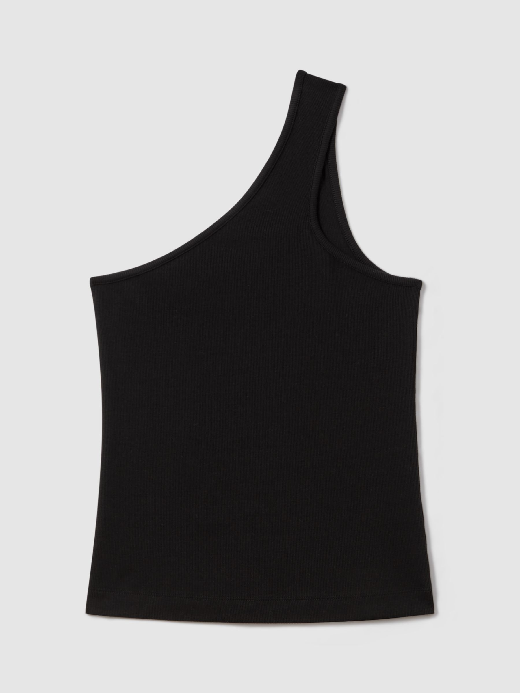 Buy Reiss Ria Ribbed One Shoulder Top, Black Online at johnlewis.com