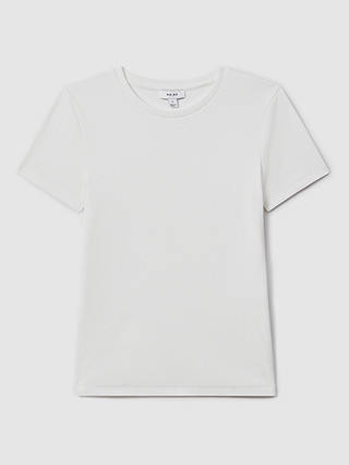 Reiss Victoria Short Sleeve Ribbed Top, White