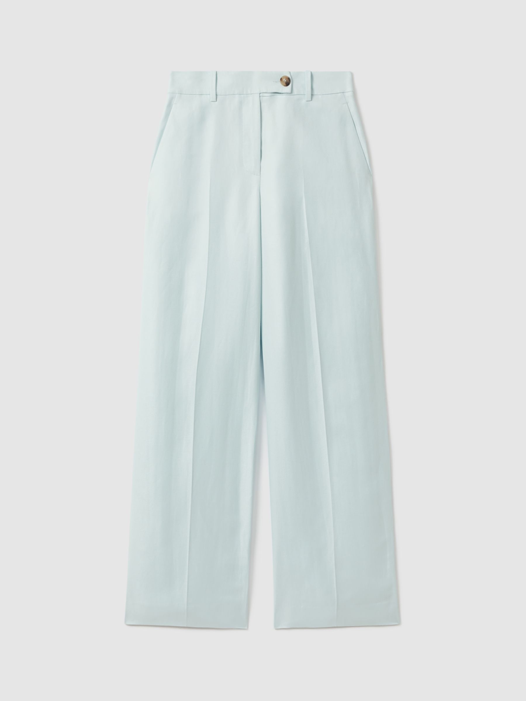 Reiss Petite Lori Linen Blend Wide Leg Trousers, Blue, 6