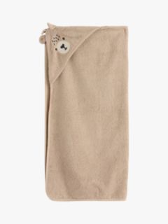 Lindex Baby Bear Organic Cotton Terry Hooded Towel, Beige, One Size
