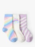 Lindex Kids' Rainbow Candy Stripe Socks, Pack of 3, Off White/Multi