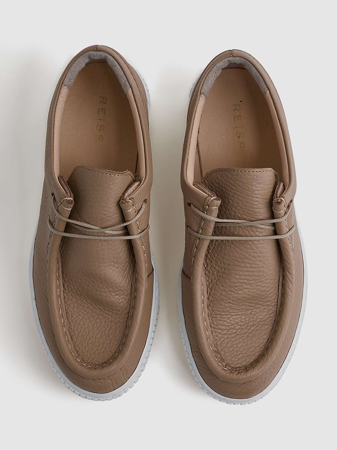 Buy Reiss Avery Leather Moccasin Shoes, Taupe Online at johnlewis.com