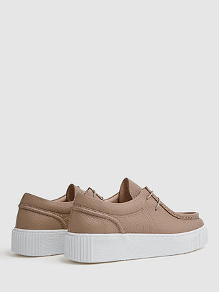 Reiss Avery Leather Moccasin Shoes, Taupe