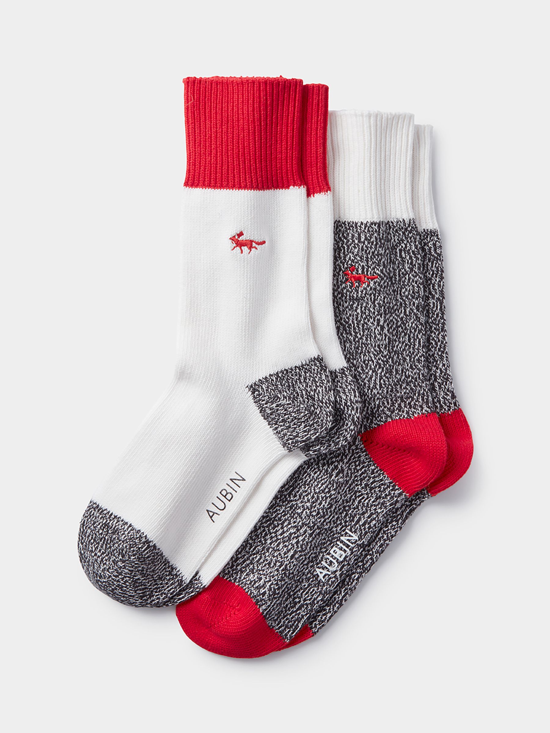 Aubin Fowey Colour Block Socks, Pack of 2, Grey/Multi, One Size