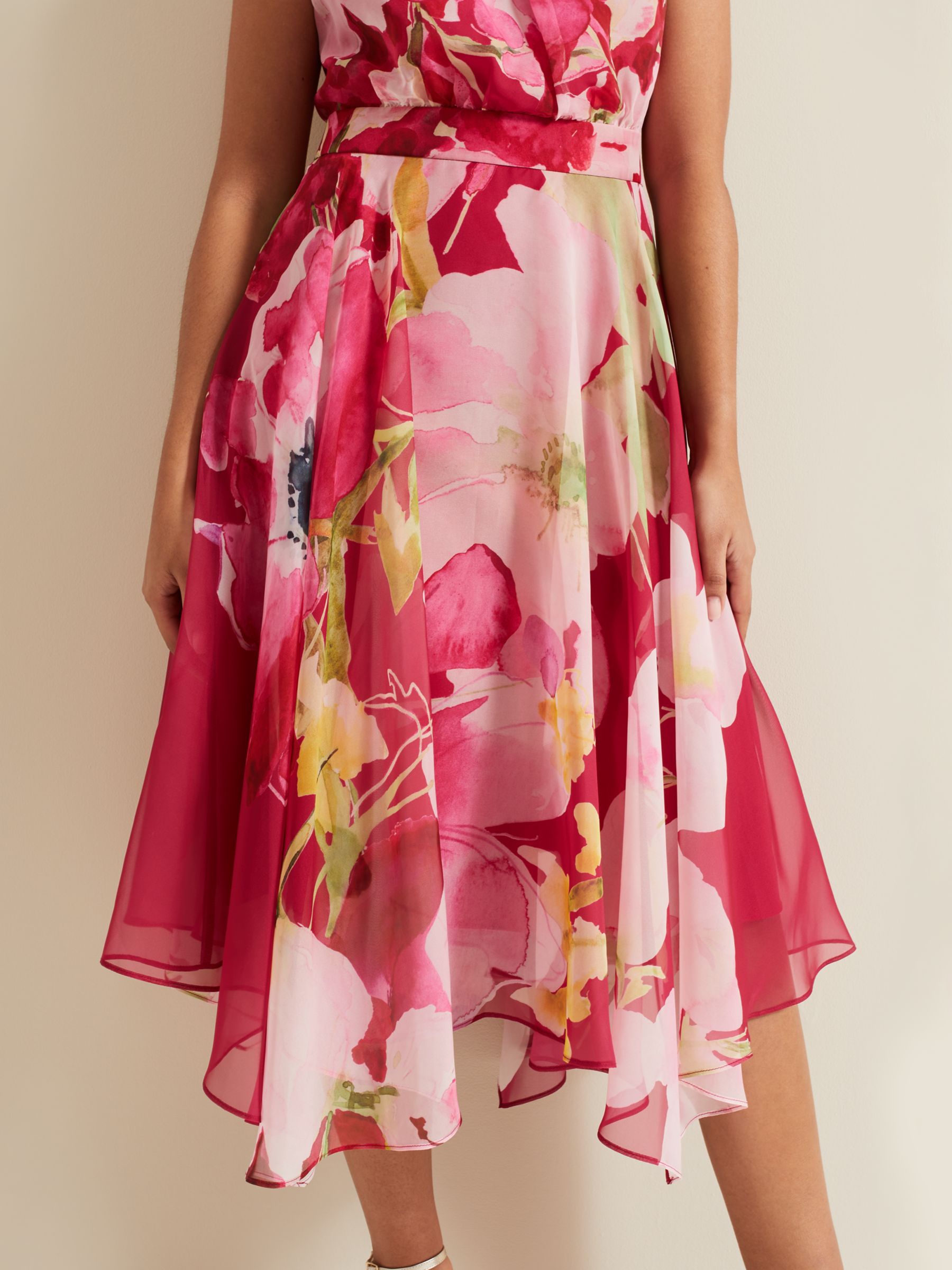 Phase Eight Petite Lucinda Floral Print Midi Dress, Multi, 6