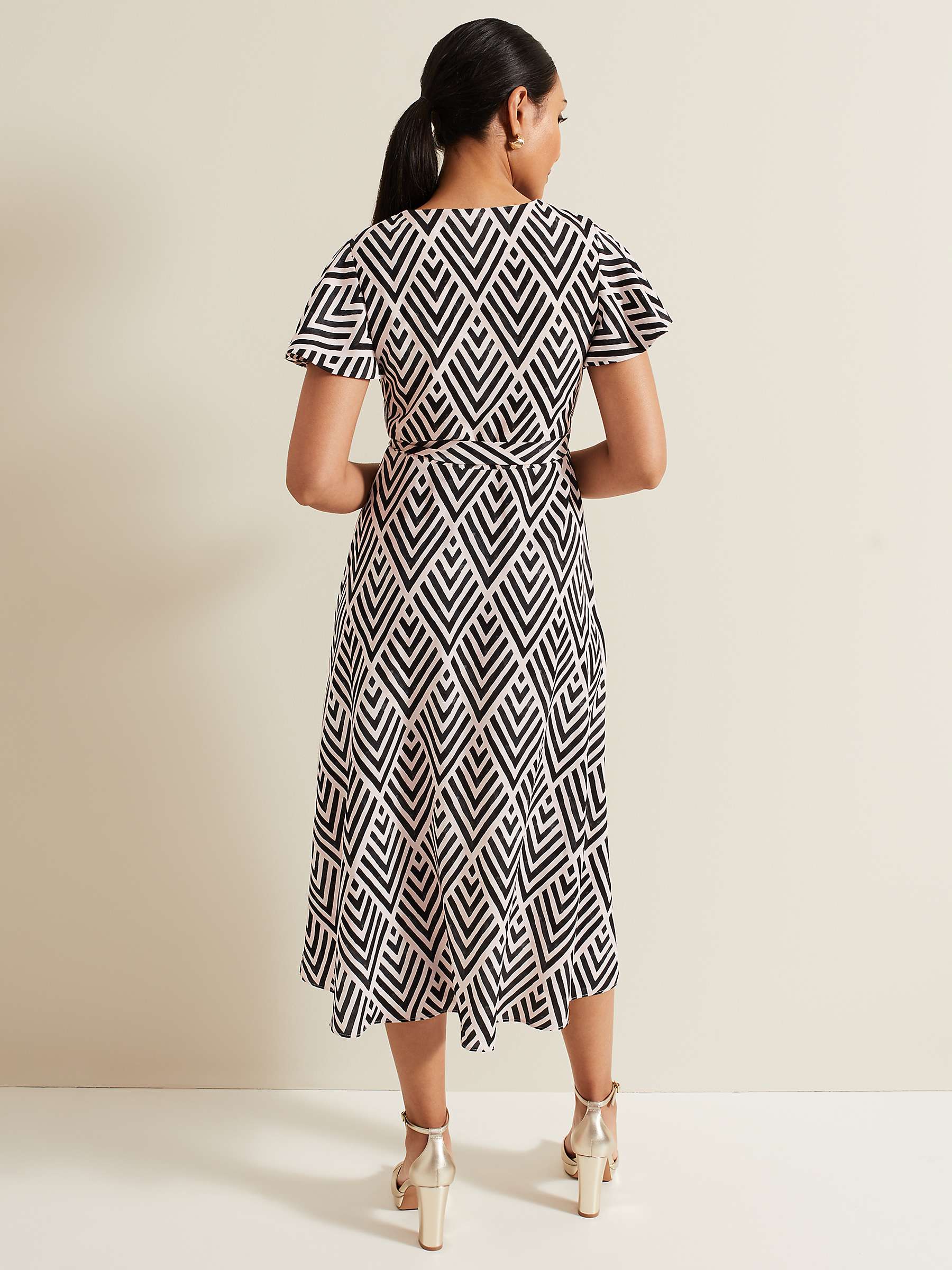 Buy Phase Eight Petite Julissa Geometric Print Midi Wrap Dress, Pink/Black Online at johnlewis.com