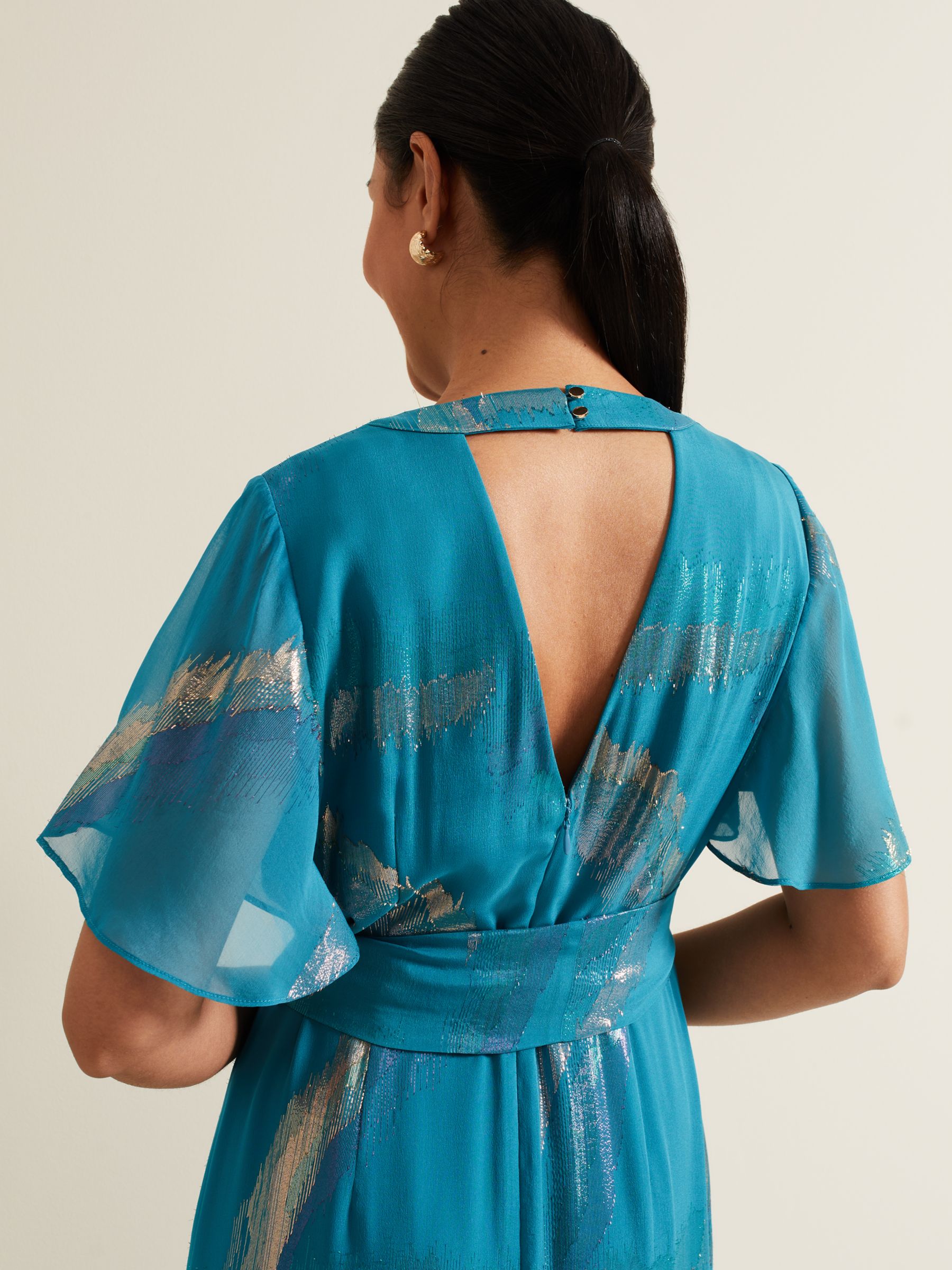 Phase Eight Collection 8 Petite Charissa Silk Maxi Dress, Blue/Multi, 6