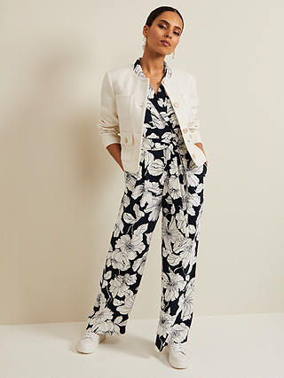 Phase Eight Petite Constance Floral Jumpsuit, Navy/Ivory