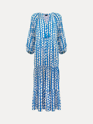 Phase Eight Petite Lara Midaxi Dress, Blue/Ivory