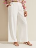 Phase Eight Petite Tyla Wide Leg Trousers, White, White