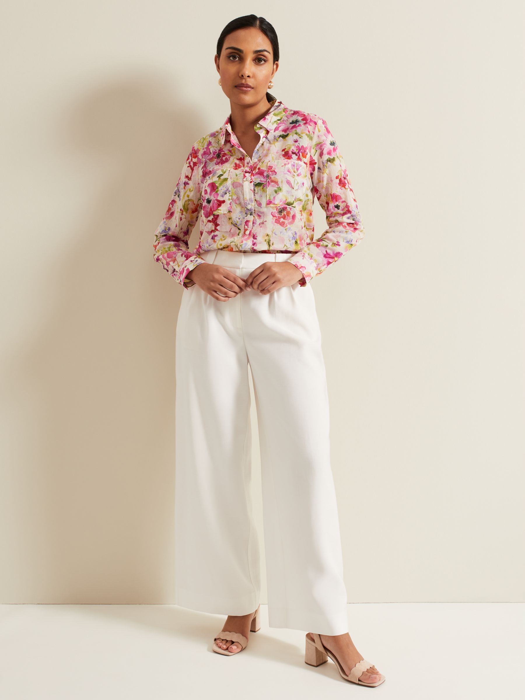 Buy Phase Eight Petite Tyla Wide Leg Trousers, White Online at johnlewis.com