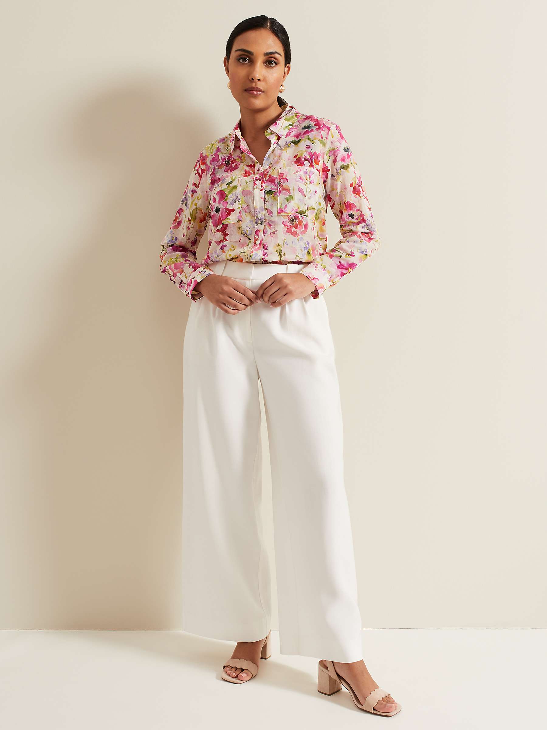 Buy Phase Eight Petite Tyla Wide Leg Trousers, White Online at johnlewis.com