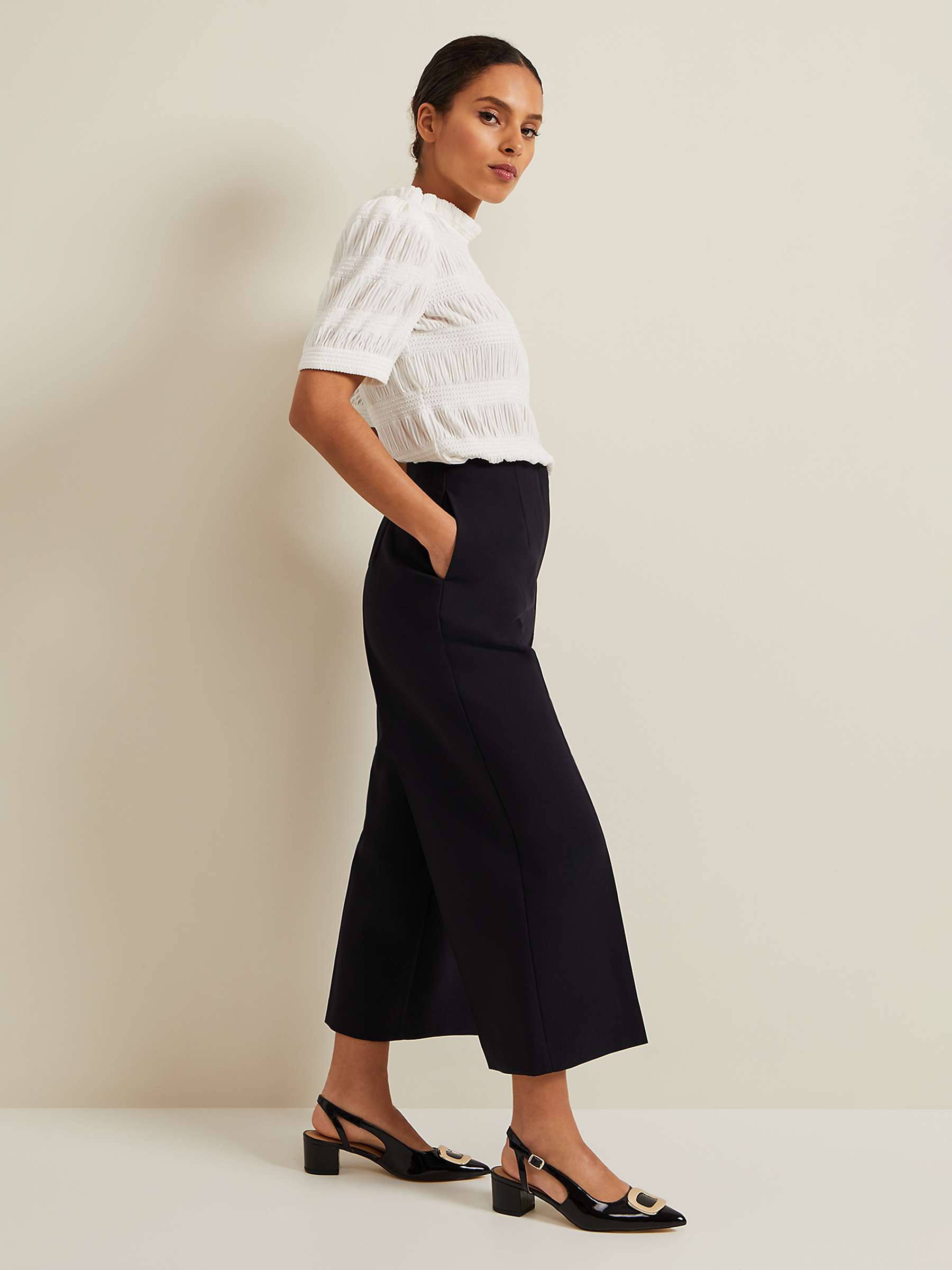 Buy Phase Eight Petite Aubrielle Clean Crepe Culottes, Navy Online at johnlewis.com