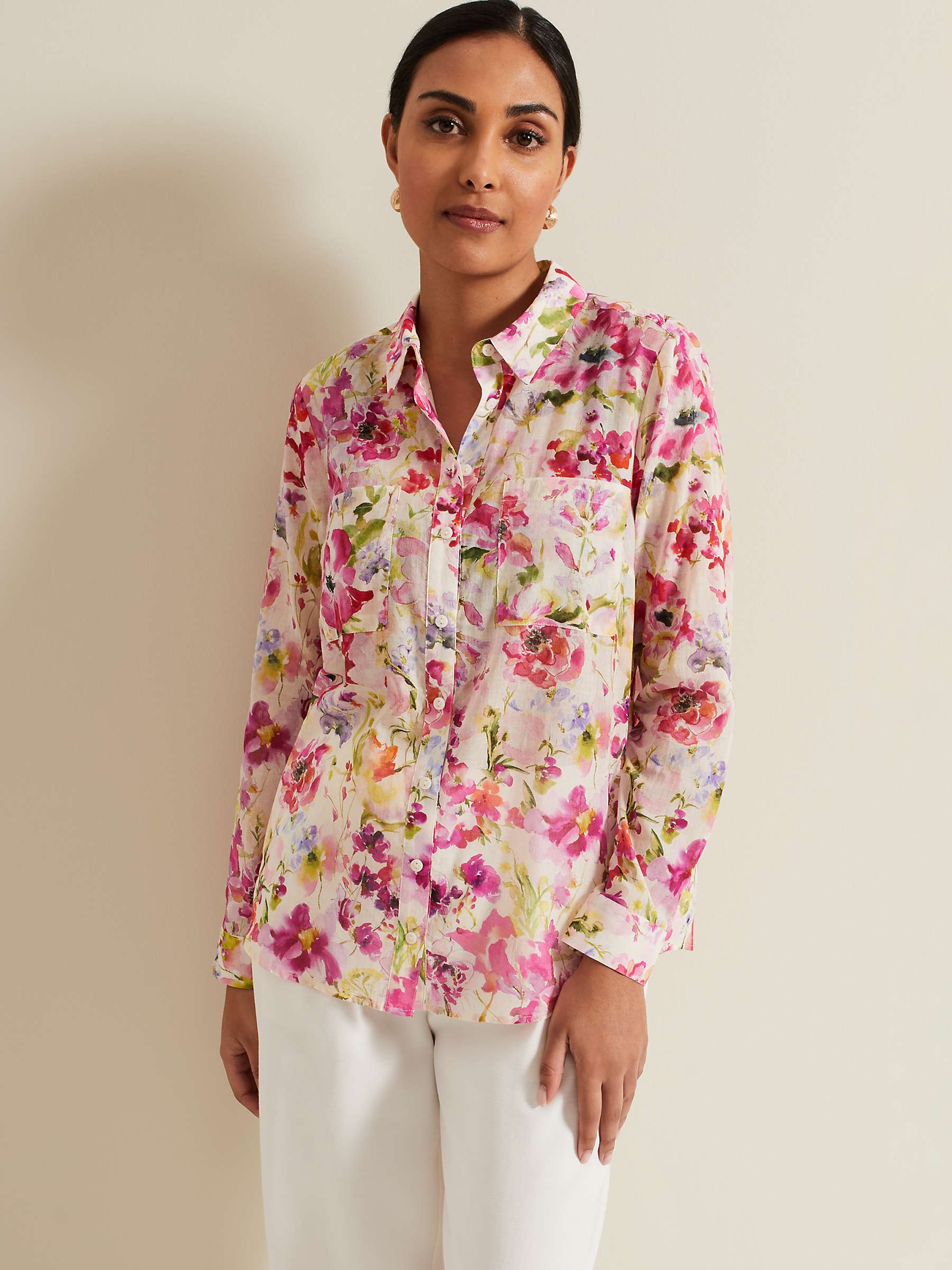 Buy Phase Eight Petite Maddelena Floral Print Shirt, Multi Online at johnlewis.com