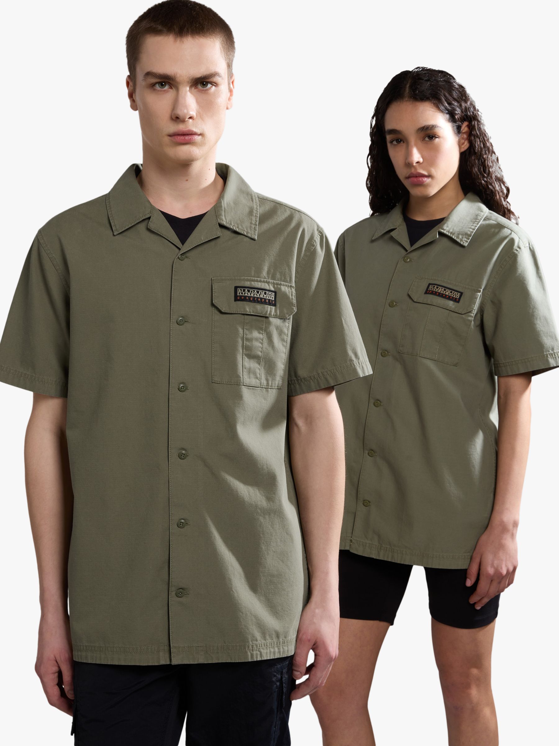 Napapijri Boyd Cotton Short Sleeve Shirt, Light Green, XL