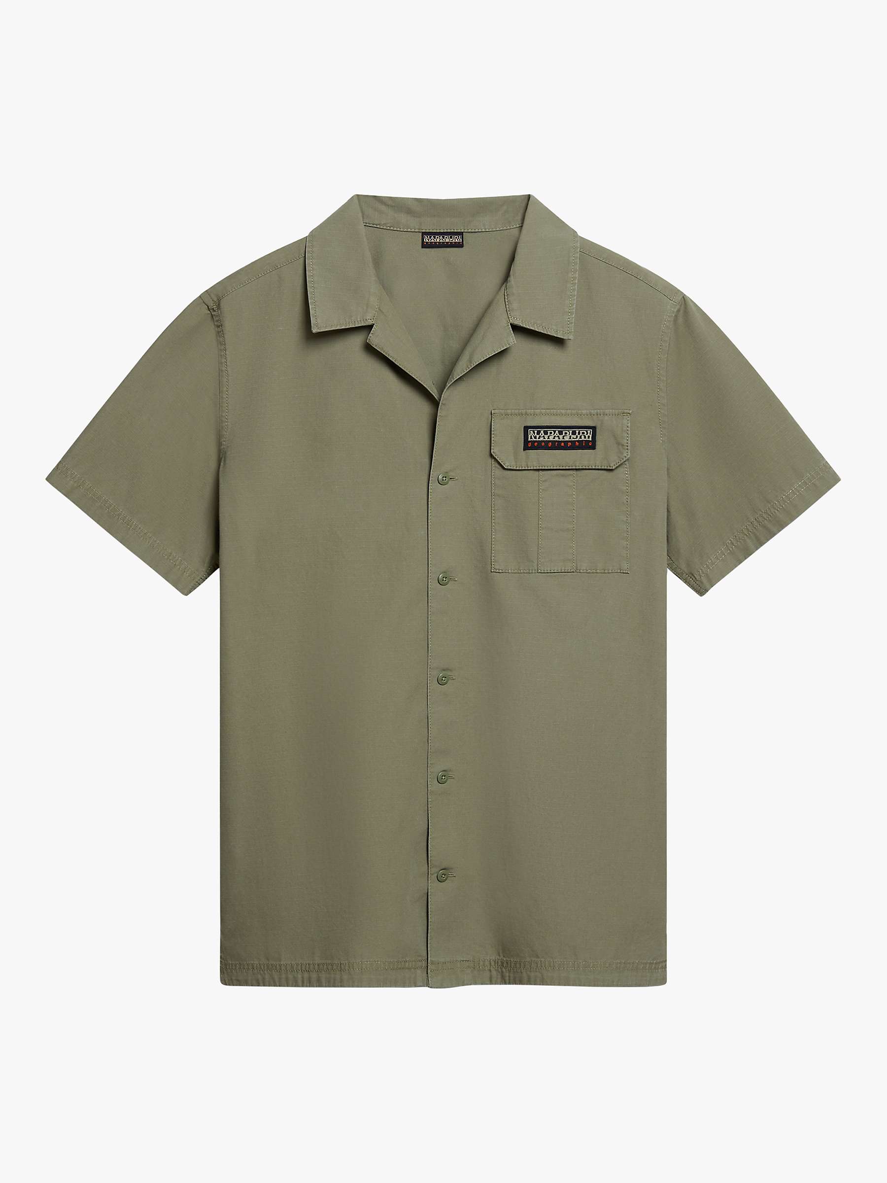 Buy Napapijri Boyd Cotton Short Sleeve Shirt, Light Green Online at johnlewis.com