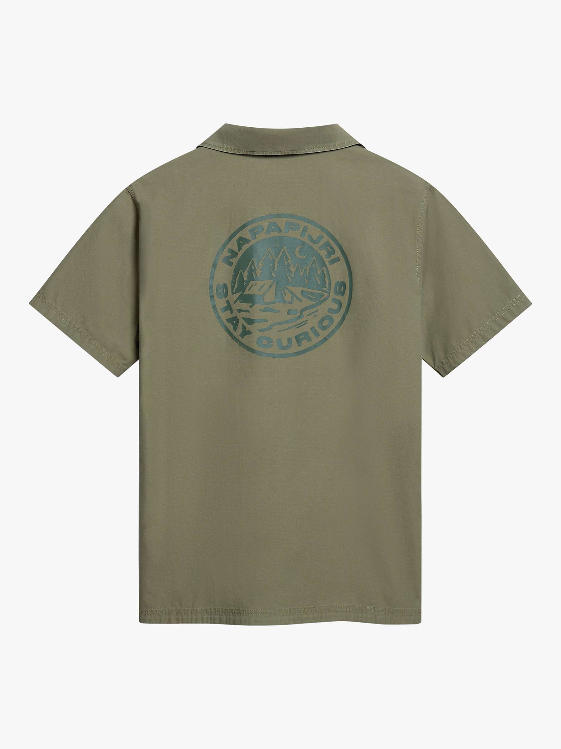 Buy Napapijri Boyd Cotton Short Sleeve Shirt, Light Green Online at johnlewis.com