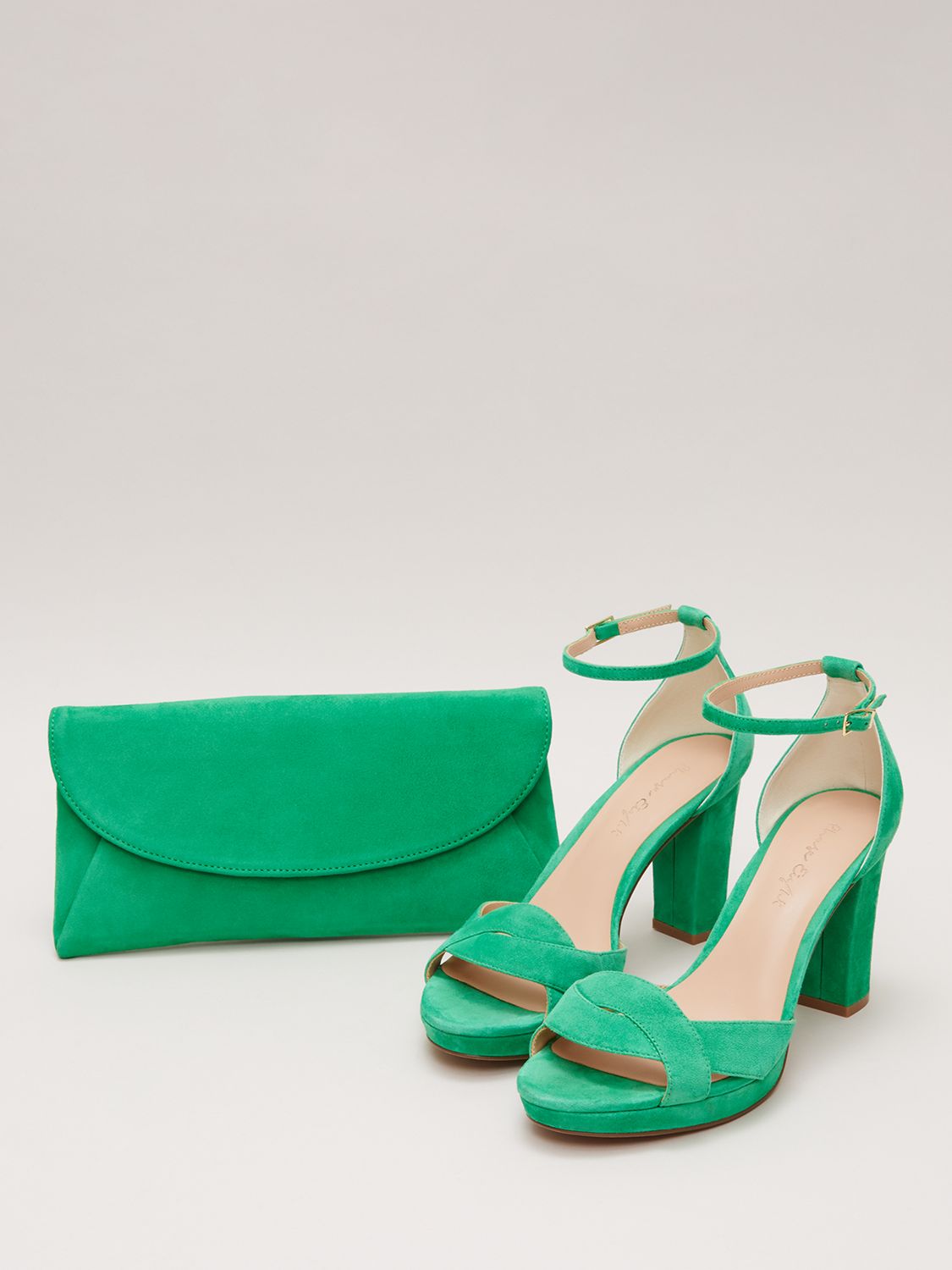 Buy Phase Eight Suede Crossover Platform Sandals, Green Online at johnlewis.com