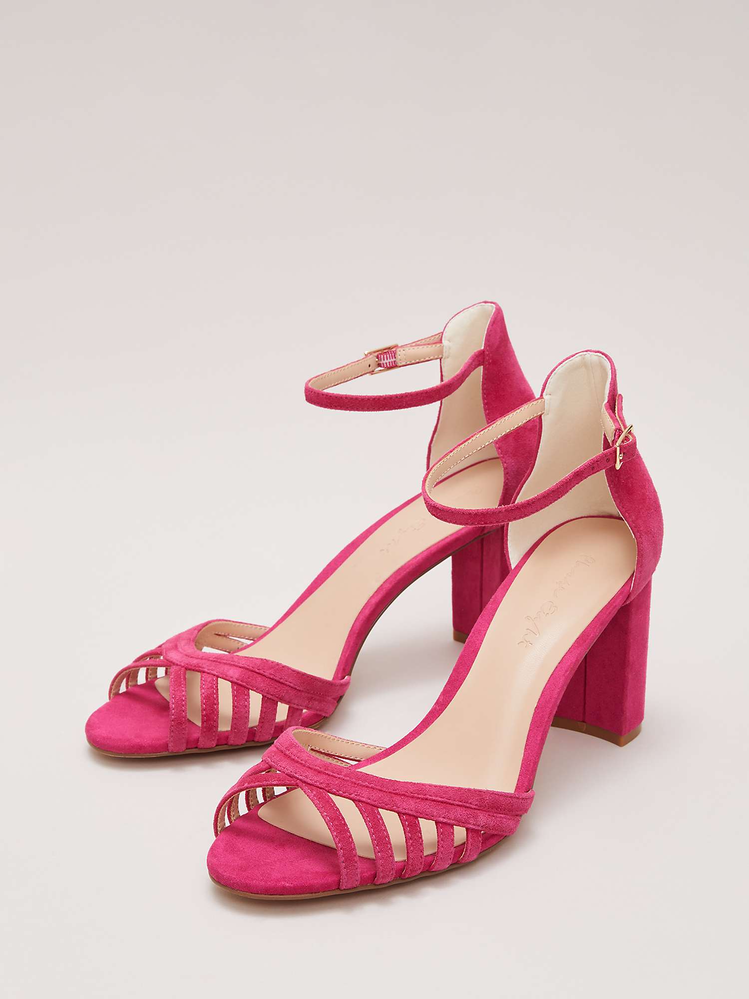 Buy Phase Eight Suede Lattice Block Heel Sandals, Pink Online at johnlewis.com