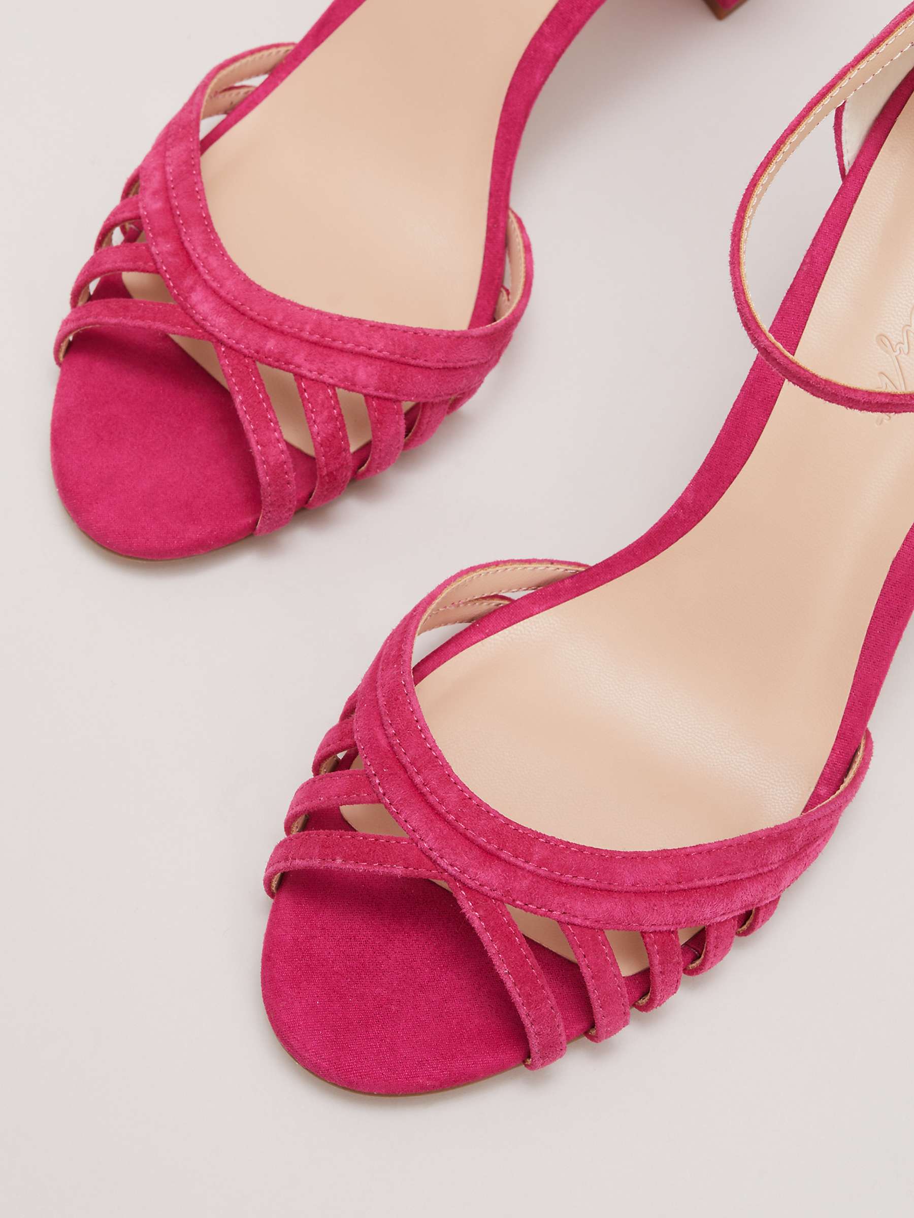 Buy Phase Eight Suede Lattice Block Heel Sandals, Pink Online at johnlewis.com
