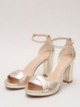 Phase Eight Leather Crossover Platform Sandal, Gold