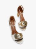 Kurt Geiger London Mayfair Embellished Block Heel Leather Sandals, Silver