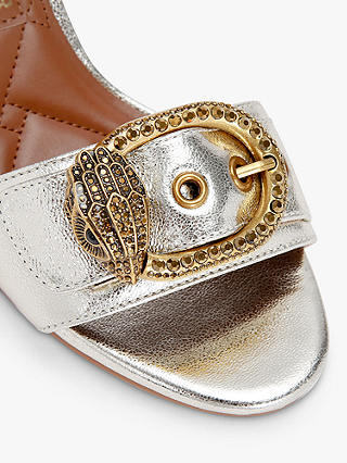 Kurt Geiger London Mayfair Embellished Block Heel Leather Sandals, Silver