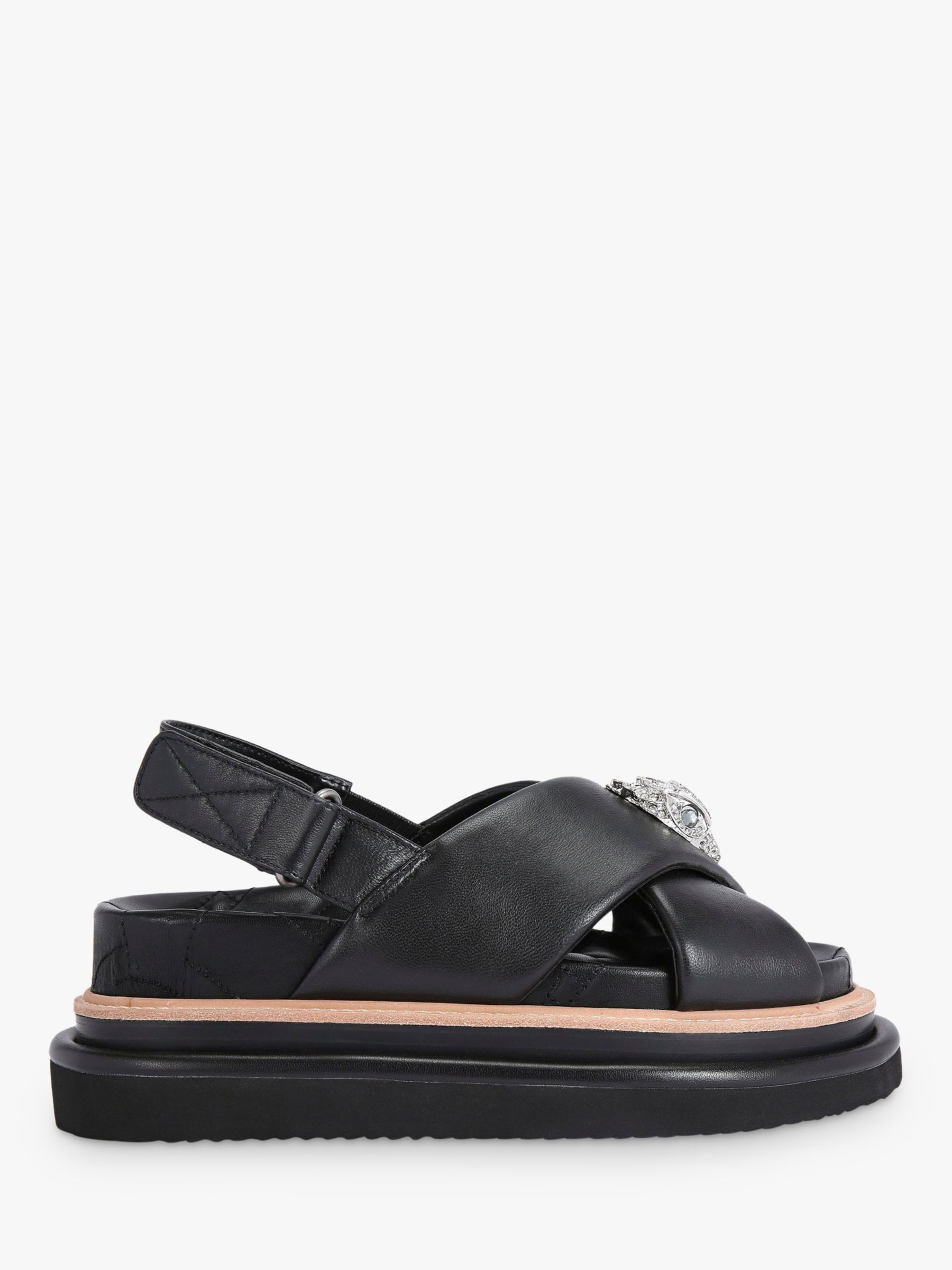 Kurt Geiger London Orson Leather Cross Strap Sandals, Black