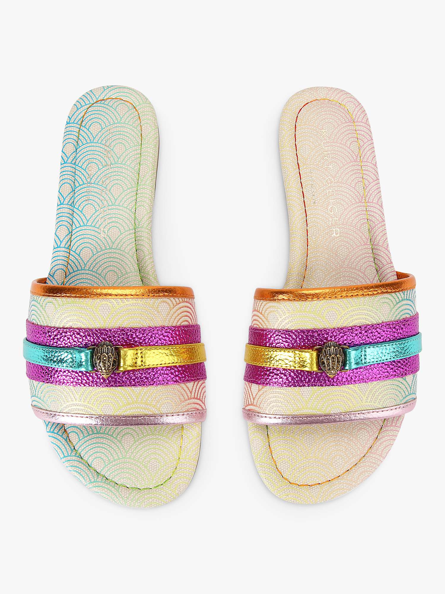 Buy Kurt Geiger London Southbank Printed Fabric Flat Slider Sandals, Multi Online at johnlewis.com