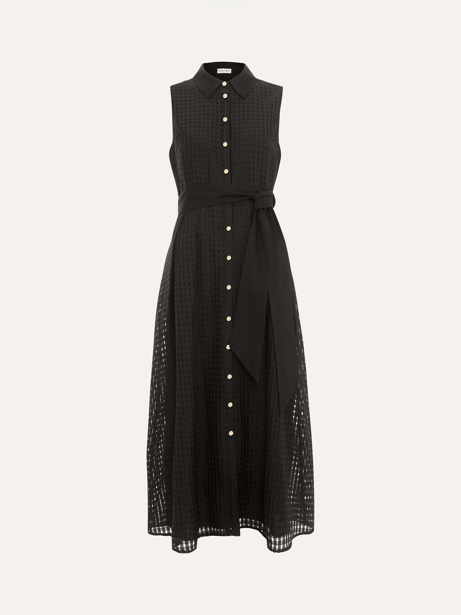 Buy Phase Eight Carey Sleeveless Check Midi Dress, Black Online at johnlewis.com