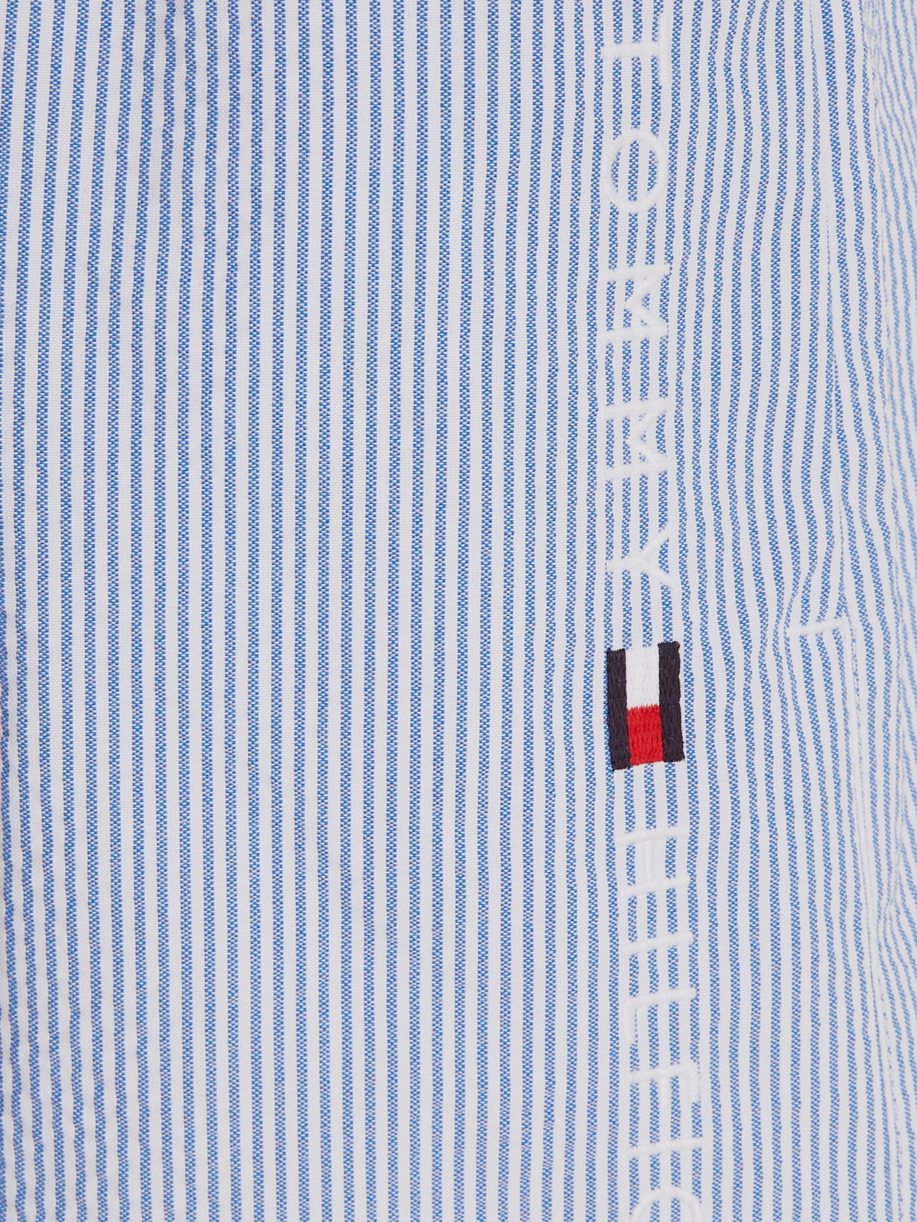Tommy Hilfiger Kids' Logo Stripe Medium Swim Shorts, Blue/Multi, 10-12 years